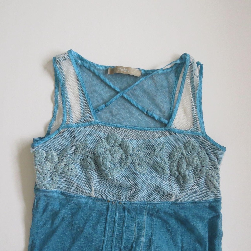 Vintage 90s Vintage Bottega Veneta SS04 Italian Mesh Lace Blue Dress Tomas Maier